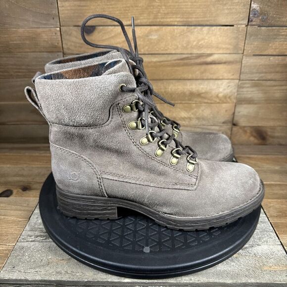 Born Womens Size 6 M Codi Taupe Suede Comfort Lace Up Ankle Boots - Picture 1 of 10